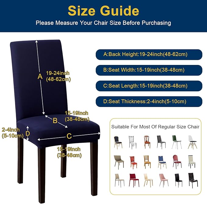 Chair Covers, Stretch Kitchen Chair Covers/Dining Room Chair Covers Set of 6, Removable Washable Dining Chair Slipcovers for Home, Hotel, Banquet