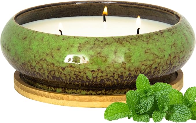 Scented Candles - 3 Wick Large Peppermint Candle for Home Scented, 17 oz Aromatherapy Candle Gifts for Women, Decorative Natural Soy Candles with Long Lasting for Mother's Day Birthday Anniversary