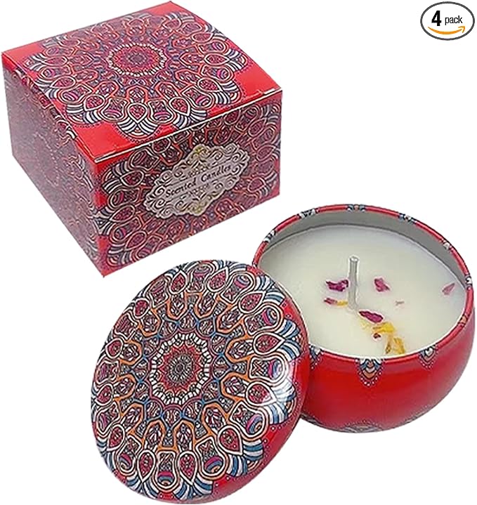 Rose Scented Candles, Aromatherapy Candles for Home, ong Burn Scented Candles with Lid, Sustainable Use of Tin Boxes