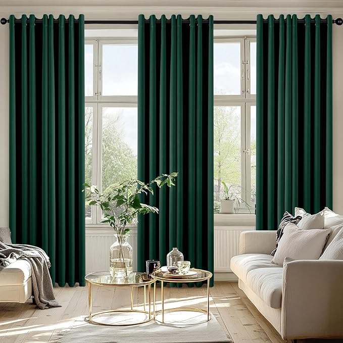 MIULEE Hunter Green Blackout Curtains for Bedroom Living Room 84 Inches Long 2 Panels, Thermal Insulated Room Darkening Drapes Grommet Noise Reducing Light Blocking Window Treatments 50x84 Inch