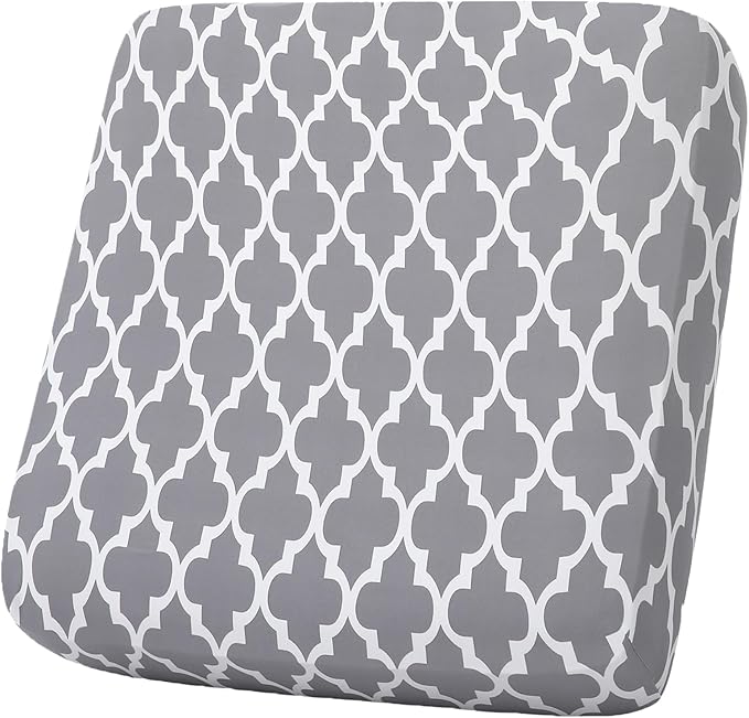 hyha Printed Couch Cushion Covers, Floral Sofa Covers Washable for Cushion Couch, Stretch Pattern Outdoor Cushion Covers for Patio Furniture with Elastic Bottom(Small, Moroccan Light Gray)