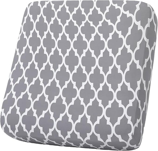 hyha Printed Couch Cushion Covers, Floral Sofa Covers Washable for Cushion Couch, Stretch Pattern Outdoor Cushion Covers for Patio Furniture with Elastic Bottom(Small, Moroccan Light Gray)