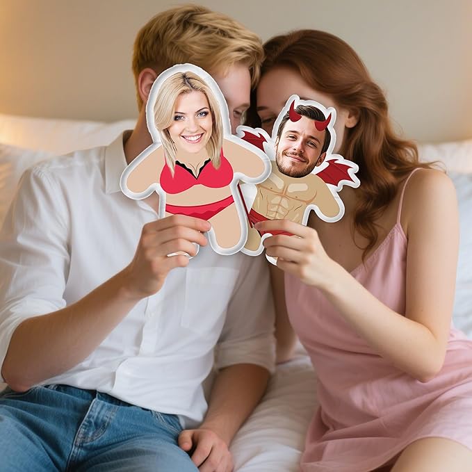 Custom Face Pillow Cute Personalized Photo Plush Doll, 3D Double-Sided Plush Stuffed Pillow for Home Sofa Decor Customized Funny Pillow for Valentines Day Gifts for Boyfriend Girlfriend Him Her