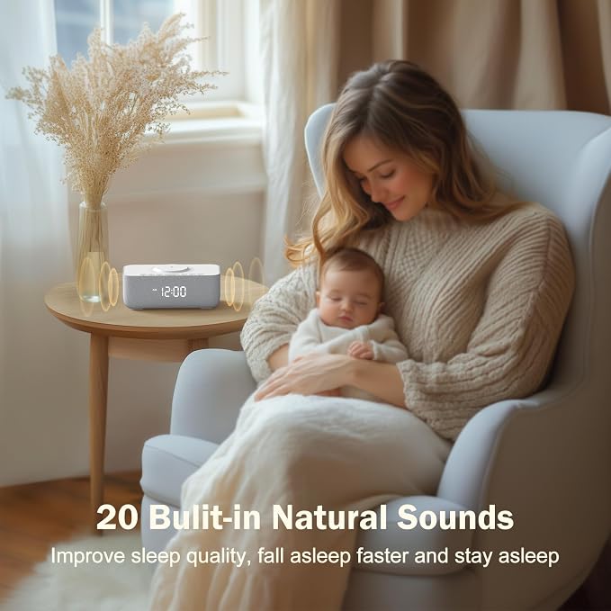 REACHER 15W Wireless Charging Alarm Clock with White Noise Machine - Image 5