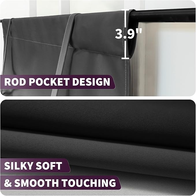 COSVIYA 100% Blackout Ombre Black Adjustable Tie Up Curtains for Kitchen Thermal Insulated Room Darkening Valance Rod Pocket Balloon Roman Shade for Small Window,48" L x 42" W, 1 Panel