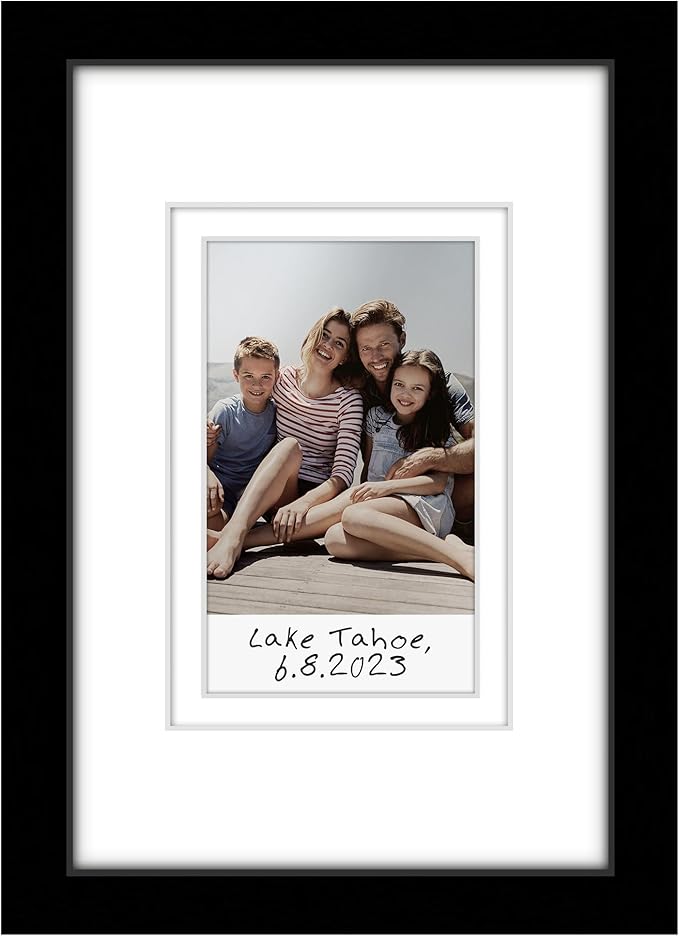 Americanflat 4x6 Picture Frame - Use as 2x3 Frame with Mat for Instant-Print Photos - Black Mini Picture Frames for Tabletop and Wall Display with Shatter-Resistant Glass