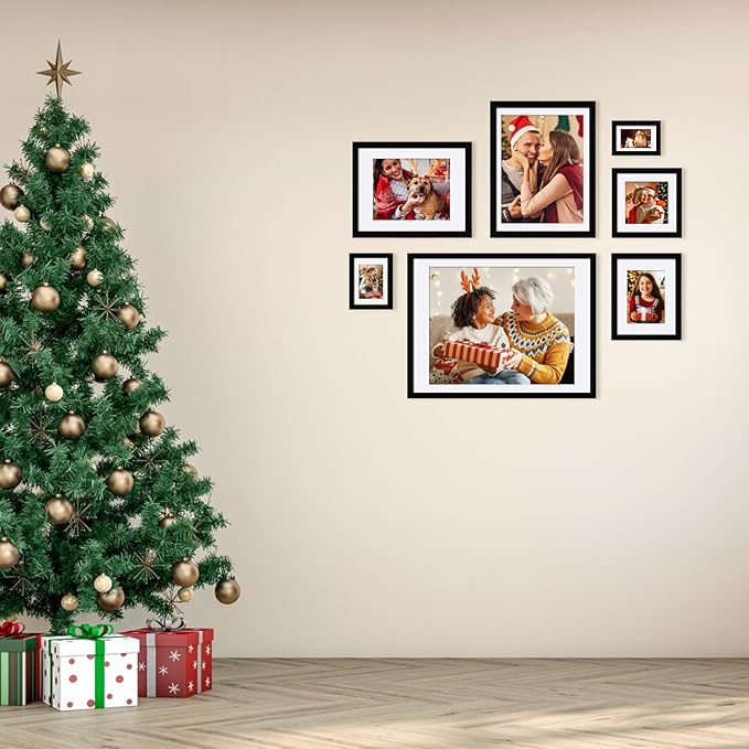 Egofine 18x24 Solid Wood Poster Frames Matted for 16x20 Black - Acrylic Plexiglass Front for Wall Mounting Hanging Picture Frame Vertically or Horizontally, Set of 2