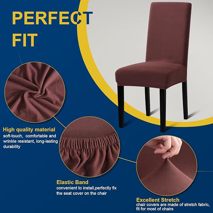 Chair Covers, Stretch Kitchen Chair Covers/Dining Room Chair Covers Set of 8, Removable Washable Dining Chair Slipcovers for Home, Hotel, Banquet