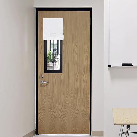 RYB HOME Classroom Door Window Cover, Shades for Classroom Windows and Doors Cover Lockdown Shades, Room Darkening Design Blocks Views, W 12 x L 30, 1 Panel, Pure White