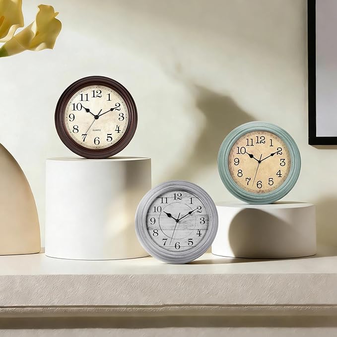 HYLANDA 12 Inch Wall Clock, Silent Non-Ticking Decorative Battery Operated Easy to Read for Kitchen Living Room, Bathroom, Bedroom, Office