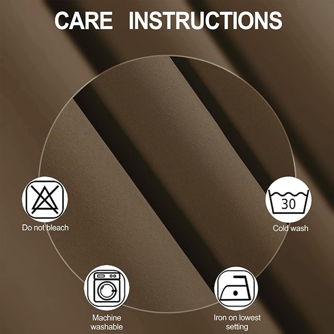 LEMOMO Blackout Curtains 42 x 63 inch/Brown Curtains Set of 2 Panels/Thermal Insulated Room Darkening Bedroom Curtains