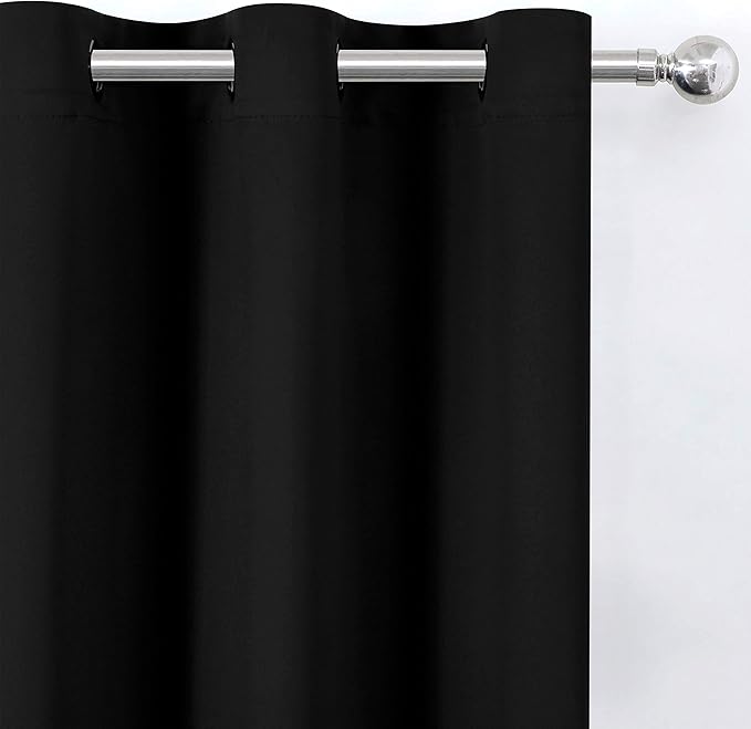 LEMOMO Black Blackout Curtains 42 x 54 Inch Length Set of 2 Panels Grommet Bedroom Curtains for Living Room