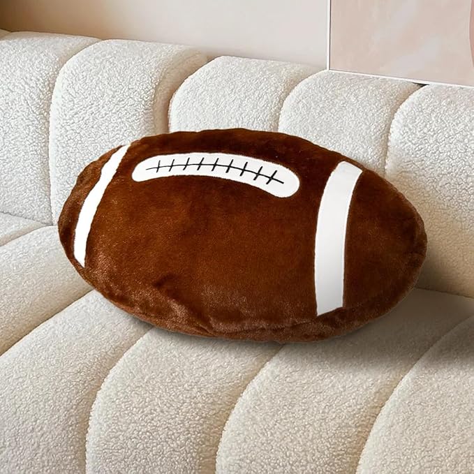 Football Pillow, Stuffed Football Throw Pillow, Cute Football Plush for Football Fans Creative Room Decor, Fluffy Durable Football Plushies Gift for Kids Party Football Decor (15.7 Inches)