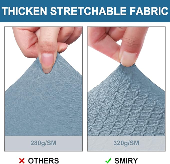 Smiry Waterproof Seat Covers for Dining Room Chairs Set of 8, Stretch Jacquard Removable Washable Chair Seat Slipcovers Protector, No Rear Covers, Airy Blue