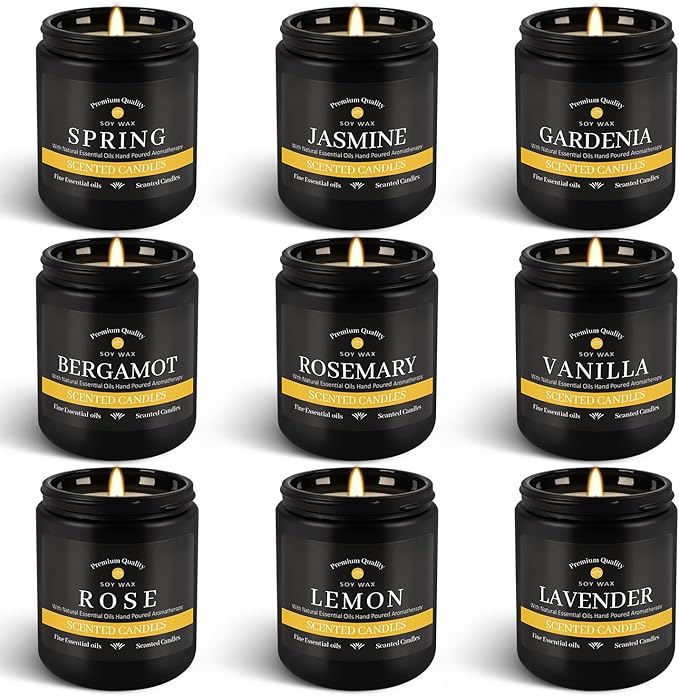 9Pack Candles for Home Scented, Aromatherapy Candles Gifts Set for Men Candles Set, 63 oz 450 Hour Long Lasting Candles,Gifts for Mens Birthday,Christmas,Thanksgiving Anniversary Present