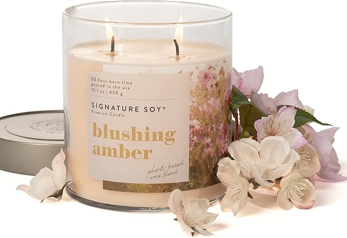 Signature Soy Lidded Blushing Amber Scented Candle, Large Jar