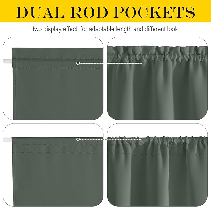 NICETOWN Blackout Curtain for French Door - Thermal Insulated Doorway Curtain, Rod Pocket Farmhouse Window Cover, Single Door Panel, 42 x 80 Inches, 1 Panel, Dark Mallard