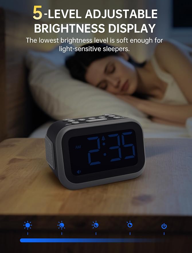 Acedeck Super Loud Alarm Clock: 115dB Wake-Up Power | Dual Alarms and 6 Alarm Sounds for Heavy Sleepers Adults and Shift Workers - Bedroom and Daily Wake-Up Use (Blue Digits) - Image 6