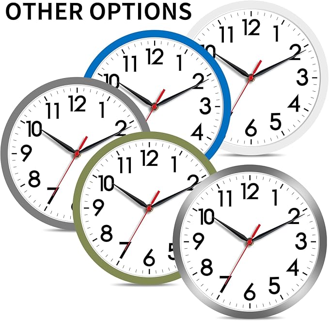 AKCISOT Wall Clock, Modern Small Wall Clocks Battery Operated 8 Inch, Silent Non-Ticking Analog Classic for Office, Home, Bathroom, Kitchen, Bedroom, School(White)