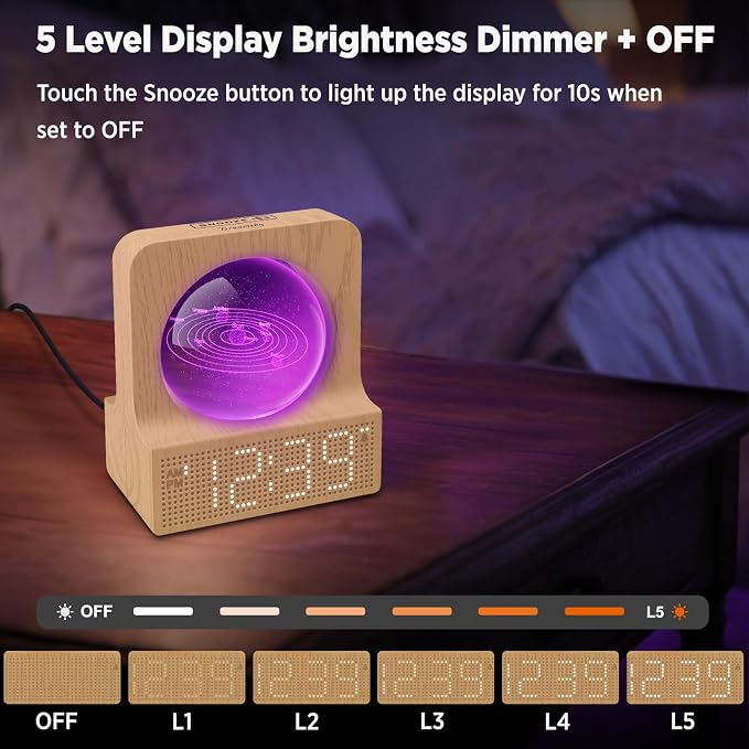 DreamSky Space Alarm Clock for Kids Teens with RGB Night Light for Bedroom - Image 5