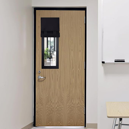RYB HOME Classroom Door Window Cover, Blackout Shades for Classroom Windows and Doors Cover Lockdown Shades, Room Darkening Design Blocks Views, W 12 x L 30, 1 Panel, Black