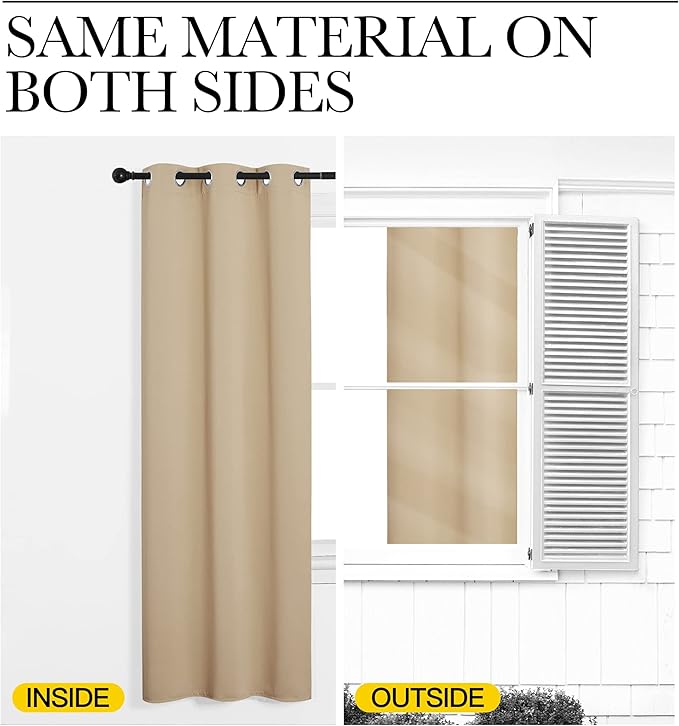 NICETOWN Blackout Curtains Panels for Living Room, 2 Panels, 66 x 70 Inch, Biscotti Beige, 3 Pass Microfiber Noise Reducing Thermal Insulated Solid Ring Top Blackout Window Drapes