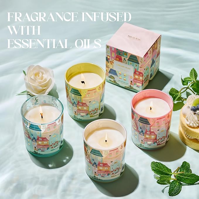 M&SENSE Eucalyptus Mint Candles for Home Scented - 10.2 oz Soy Wax Candles Non Toxic 60 Hours Long Burning Funny Candles for Women Housewarming Gifts for Stress Relief, Meditation, Calm, Yoga
