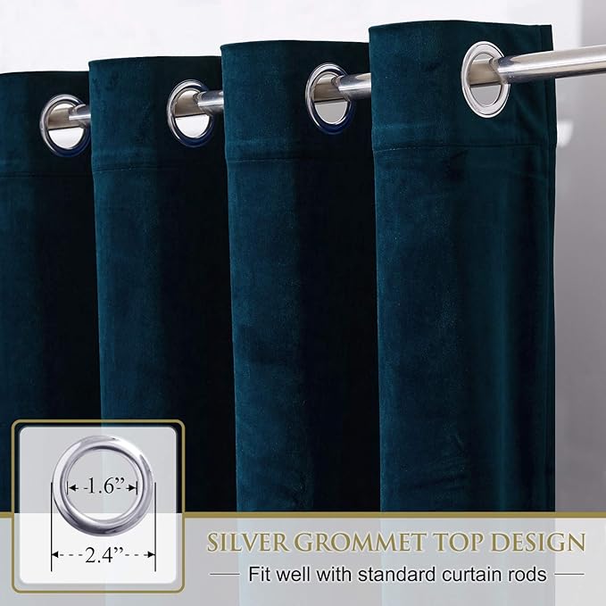 StangH 42 inch Navy Blue Velvet Curtains Thermal Insulated for Boys Bedroom, Vertical Sliding Door Curtains Light Diffusing for Bedroom Elegant Decor for Wardrobe/Closet, W42 x L90, 2 Panels