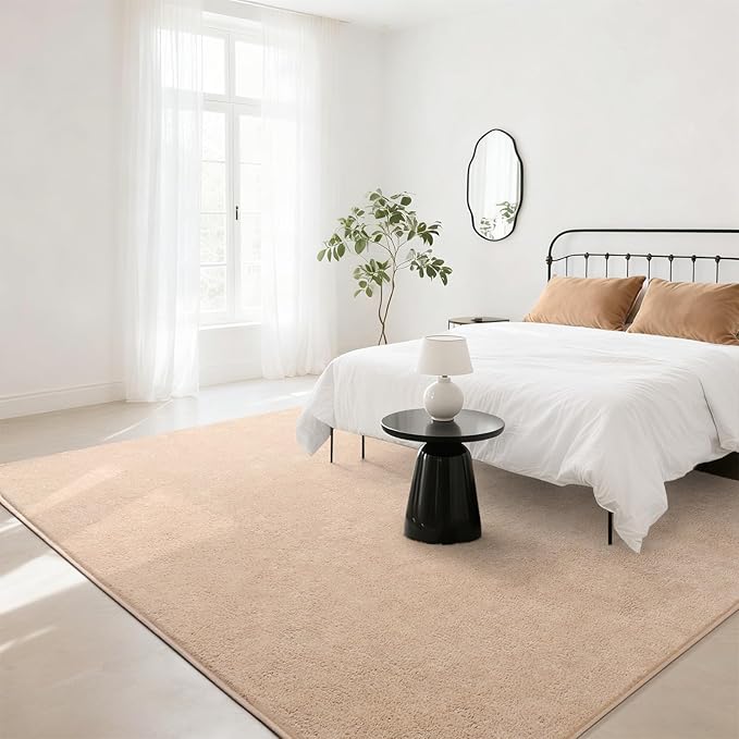 Soft Rugs for Living Room 5x7 Beige, Minimalist Area Rug for Bedroom Nursery Dining Table Dorm, Throw Rugs for Men Boys Girls Kids Room Indoor Floor Carpets