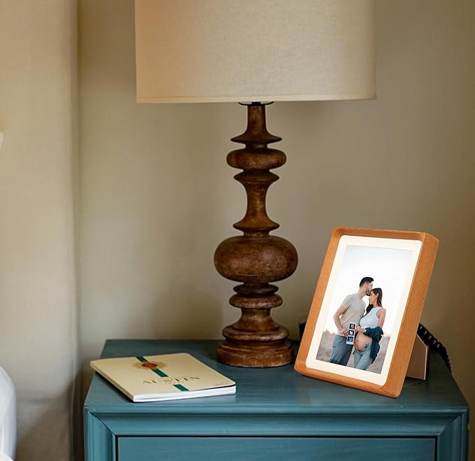 Square 6x6 Picture Frame with Mat for 4x4, Natural Teak Wood Handcrafted Rounded Corner with Real Glass, Vertical or Horizontal Display Photo Gallery Wall & Tabletop Frame