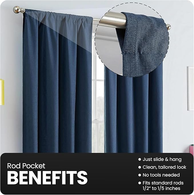 Eclipse Kids Kendall Blackout Thermal Curtain Panel,Denim, 42 Inch X 63 Inch