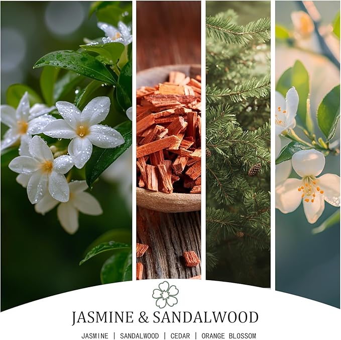 Large Candle Jasmine & Sandalwood Scented, 4 Wick Natural Soy Candles for Home Scented, 30oz Big Candle Long Lasting, Home Aromatherapy Candles Housewarming Gift for Women Men