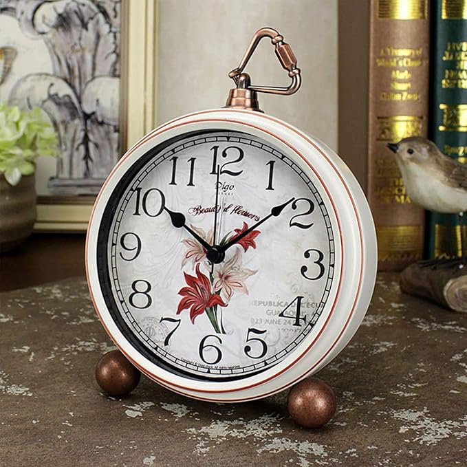 Maxspace Classic Vintage Clocks - Elegant and Decorative Analog Clock,Silent Non-Ticking Clock with Distressed Metal Frame for Office, Living Room or Bedroom - Image 2