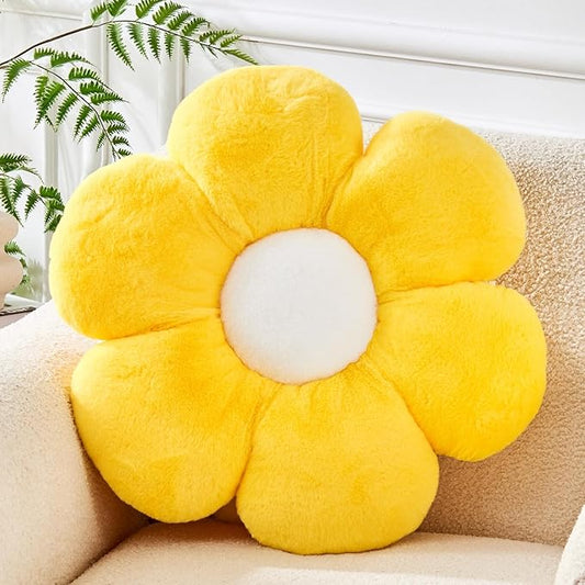 Daisy Pillow, 19.6In Cute Flower Shaped Decorative Pillow Cushion for Sofa Couch Bed Reading Tent