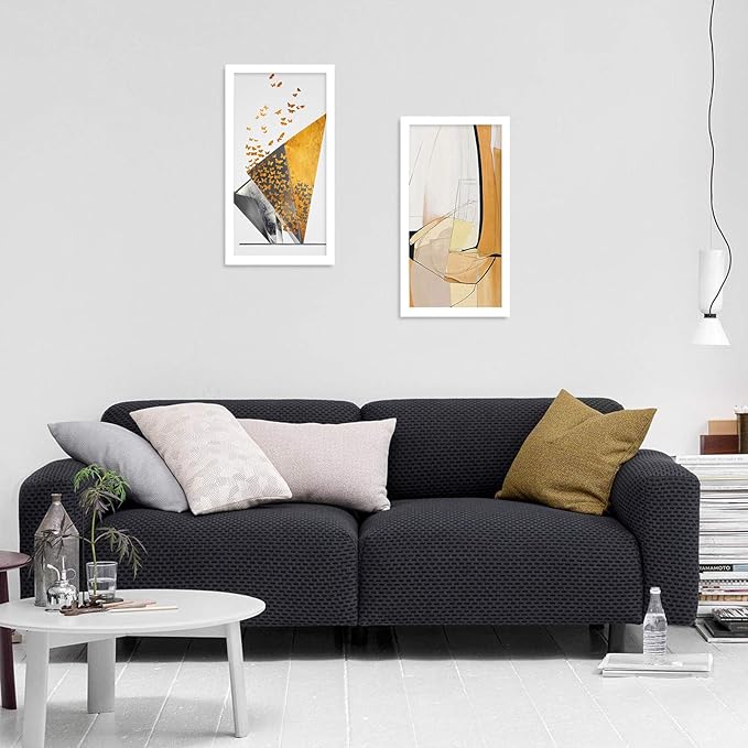 Egofine 8x16 Collage Picture Frame Set of 2, Display Multiple Three 5 x 7 Pictures with Mat or 8x16 Without Mat - Made of Solid Wood with Plexiglass - Horizontal and Vertical Formats for Wall, White