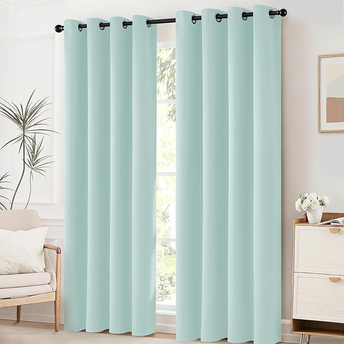 Yakamok Wide Thermal Blackout Patio Door Curtain Panel,Aqua Grommet Sliding Door Insulated Curtains, Extra Wide Curtains for Sliding Glass Door,Aqua, W52 x L96, 1 Panel
