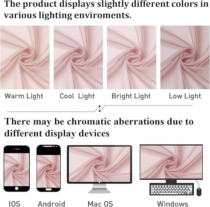Lecloud Blush Pink Sheer Curtains 90 Inches Long 2 Panels, Modern Airy Voile Solid Curtains, Transparent Aesthetic Windows Decor Drape with Rod Pocket for Bedroom Living Room, Each 42" W x 90" L