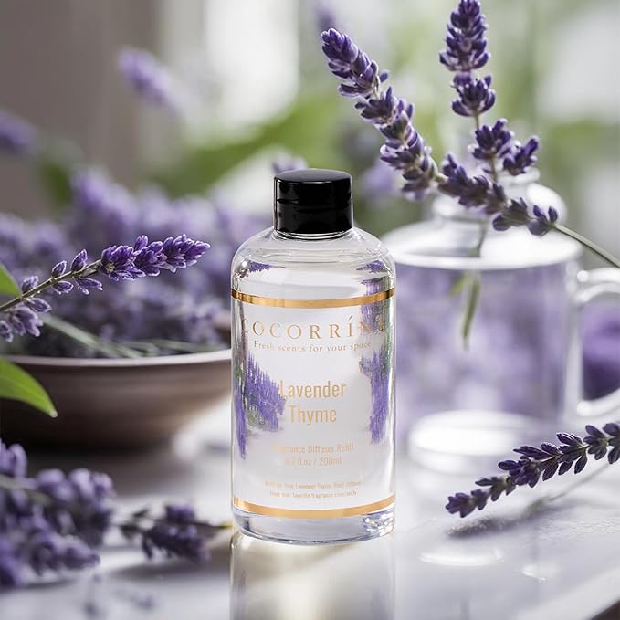 COCORR??NA Refill- Lavender Thyme 6.7 Fl.oz Reed Diffuser Refill with 8 Sticks