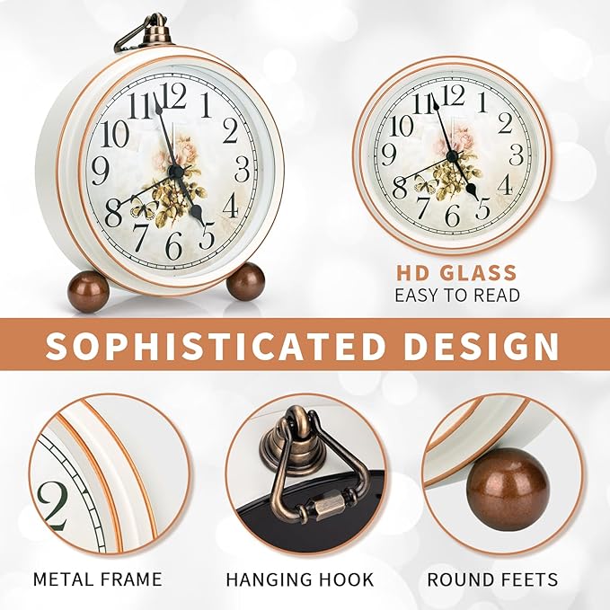 Maxspace Classic Vintage Clock - Elegant and Decorative Analog Clocks,Silent Non-Ticking Clock with Distressed Metal Frame for Office, Living Room or Bedroom - Image 2