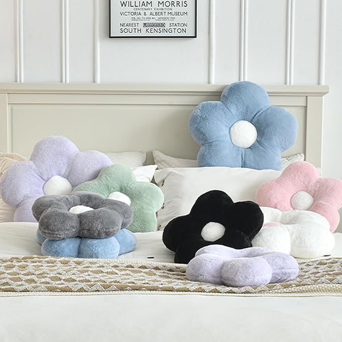 Flower Pillows, Soft Flower Shaped Pillow with Home Decorative for Couch Chair Bed,Flower Floor Throw Pillows for Adults Bedroom Living Room (Sage Green, 15 Inches)