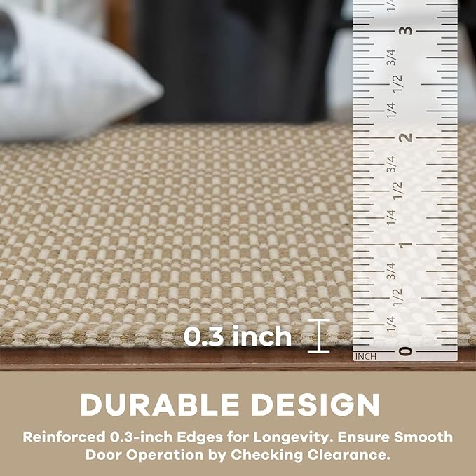 KOZYFLY Washable Runner Rug 2x6 Ft Runners for Hallways Non Slip Kitchen Runners Braided Cotton Entryway Runner Indoor, Carpet for Hallway Kitchen Entryway Bedroom, Sand/Ivory