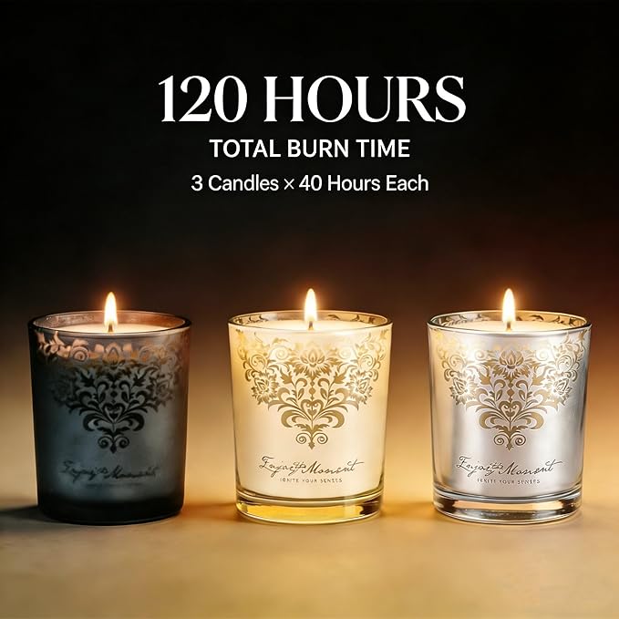 Luxury Soy Candle Gift Set for Women – 3 Pack 7oz Crystal Glass Aromatherapy Candles, 120H Total Burn Time, Soy & Beeswax Blend with Wick Trimmer & Snuffer Lid, Spa & Relaxation Scents