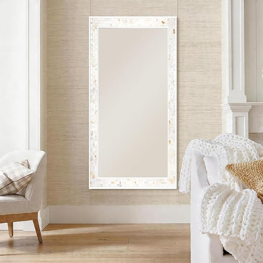 Tanmicoshomy 26 x 40 Inch Rectangle Bathroom Mirror, Natural Shell Framed Rectangular Mirror for Bathroom, Bedroom, Living Room or Entryway, Wall Mounted Horizontal or Vertical
