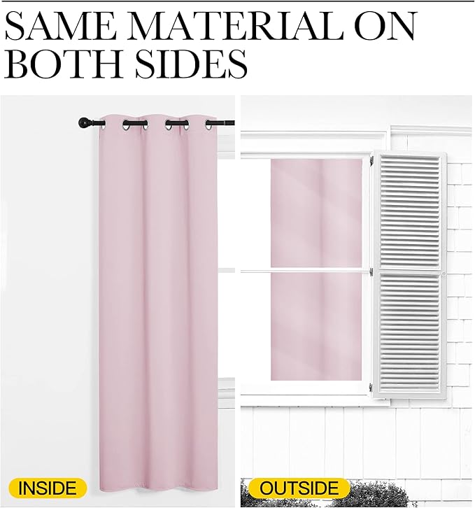 NICETOWN Room Darkening Curtains for Kitchen, Baby Pink, Set of 2, 42 inches Wide by 50 inches Long, Window Treatment Thermal Insulated Solid Grommet Room Darkening Curtains/Drapes for Bedroom