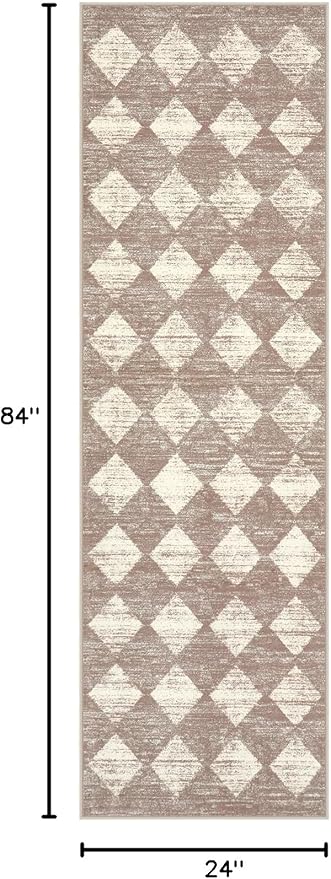 Lahome Zelie Trellis 2x7 Washable Kitchen Bathroom Runner Rug, Non Skid Runners for Hallways with Rubber Backing, Moroccan Entryway Carpet Runner for Laundry Room Foyer Bedside, Beige