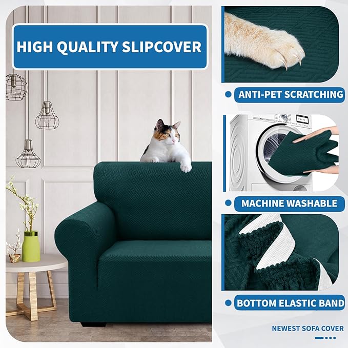 XINEAGE 2026 New Stretch Armchair Covers 1 Piece Chair Slipcovers Chair Protector for Living Room Thick Soft Chair Cover with Elastic Bottom Couch Cover for Pets Kids (31"-46", Blackish Green)
