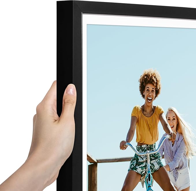 Americanflat 12x18 Poster Frame with Polished Plexiglass - Use as 11x17 Frame with Mat or Display 12x18 Photo Without Mat - Soho Collection - Deep Molding Picture Frames for Wall Display - Black