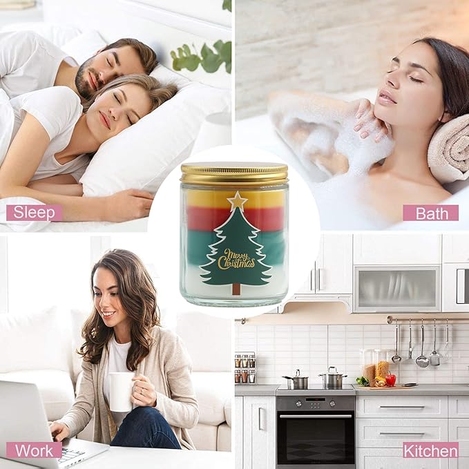 Christmas Candles - Christmas Gifts for Women, Aromatherapy Candle for Home Scented, Natural Soy Wax Fir Scented Candles