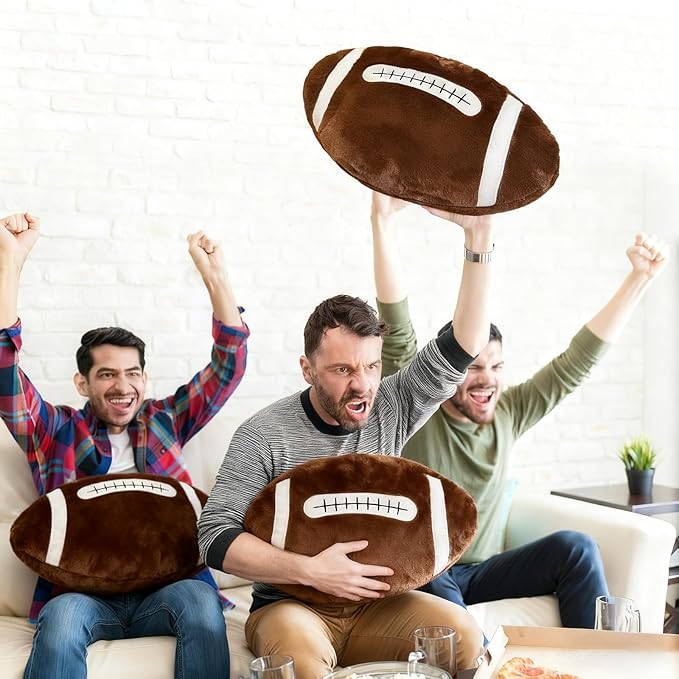 2 Pcs Football Pillow, Soft Football Plush Throw Pillows, Cute Football Decor for Couch Bedroom Game Day Party, Soft Fluffy Sports Decor Pillow, for Football Enthusiasts (20 Inch)