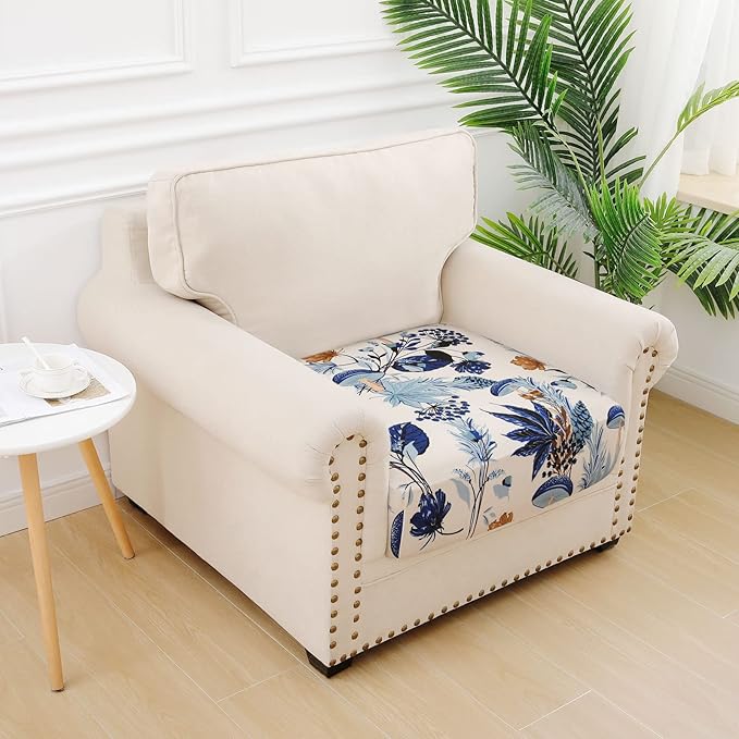 hyha Printed Couch Cushion Covers, Floral Sofa Covers Washable for Cushion Couch, Stretch Pattern Outdoor Cushion Covers for Patio Furniture with Elastic Bottom(Small, Mushroom Flowers)